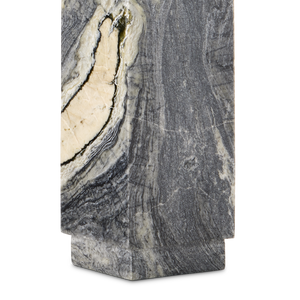 Ashlar Jade Marble Table Lamp – Unique Natural Stone Design with Off-White Shade & Brass Finish