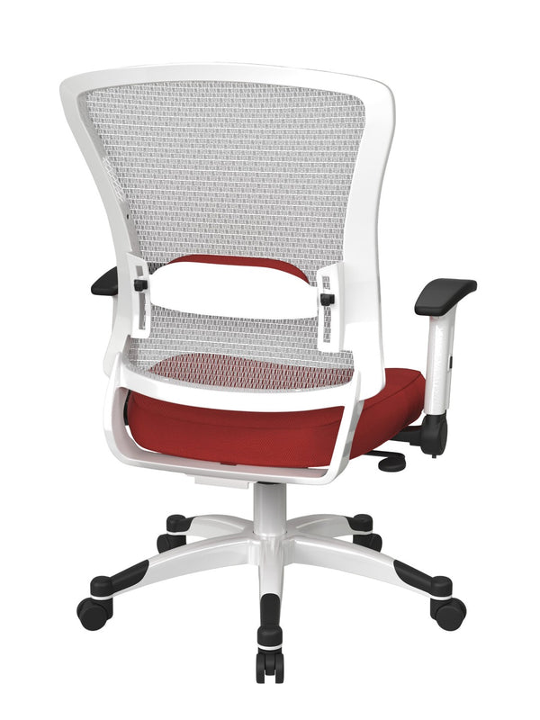 OSP Home Furnishings White Mesh Ergonomic Manager Office Chair with Lumbar Support and Synchro Tilt Control Red 317W-W1C1F2W-9