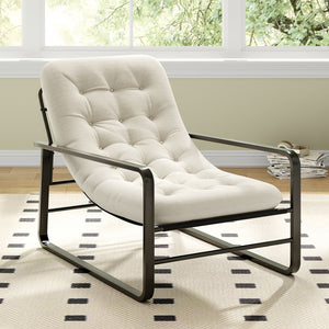 English Elm Accent Chair Plush Boucle Sherpa Upholstered Mid Century Reading Seat for Bedroom Beige T3623P411794