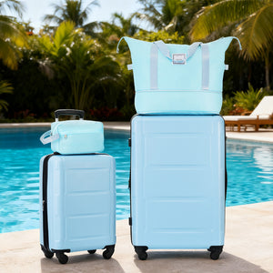 English Elm 2 Piece Abs Hard Shell Spinner Luggage Set with Tsa Lock Expandable Suitcases Light Blue N732P198745N