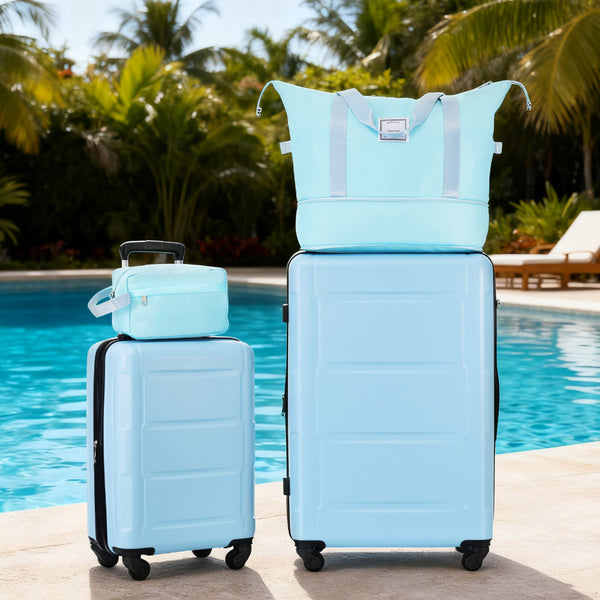 English Elm 2 Piece Abs Hard Shell Spinner Luggage Set with Tsa Lock Expandable Suitcases Light Blue N732P198745N