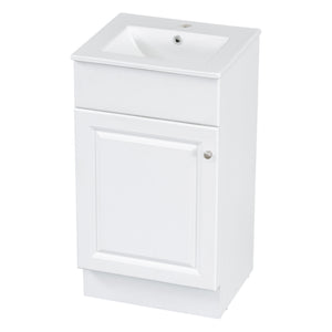 English Elm [video] Compact Sage Green Bathroom Vanity with Ceramic Sink Soft Close Cabinet White N759P237932K