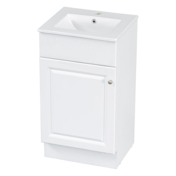English Elm [video] Compact Sage Green Bathroom Vanity with Ceramic Sink Soft Close Cabinet White N759P237932K