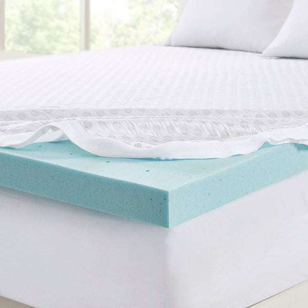 JLA Home Sleep Philosophy - Hypoallergenic 3" Cooling Gel Memory Foam Topper with Hole-Punch Airflow, Removable Cooling Cover, Non-Slip 80 L x 60 W x 3H BASI16-0478