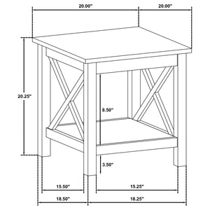 English Elm Square Pine Wood End Table with Open Shelf White Farmhouse Style for Living Rooms B016P473413