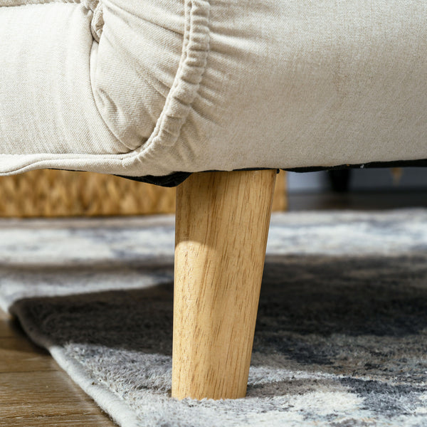 English Elm HOMCOM Convertible chair bed 2-in-1 futon sleeper with 6-position backrest, linen foam comfort, 330lb capacity W2225P229574