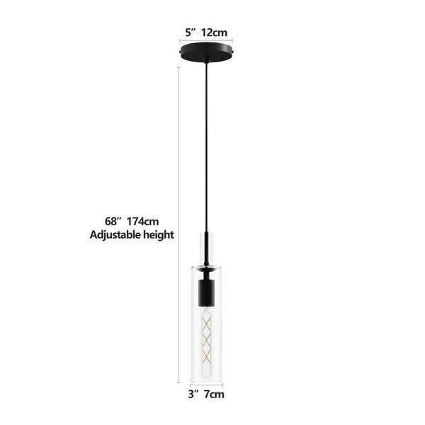 English Elm 3 Black Pendant Lights Set Modern Adjustable Glass Shades for Kitchen Island Dining Living Room PMID W2312P375007