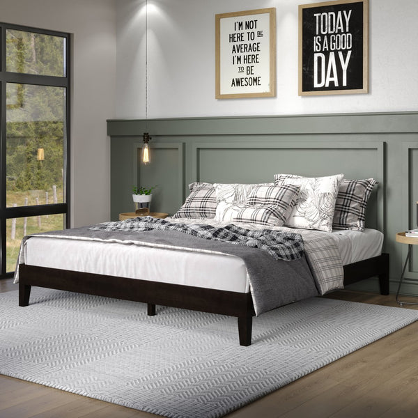 English Elm Steve Silver - Nix King Platform Bed Black with 6.5" Underbed Storage, 28-Slat Dual-Zone Support & Scratch-Proof Feet B081P156988