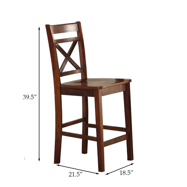 English Elm Cherry Cross Back Counter Height Chairs Set of 2 in Cream Finish — Elegant Tapered Legs, Footrest Comfort B062P189110