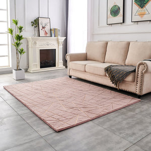 English Elm Luxury Dust Pink Faux Fur Area Rug With Gold Accents - Machine Washable, Anti-Slip & Plush Comfort B030P233698