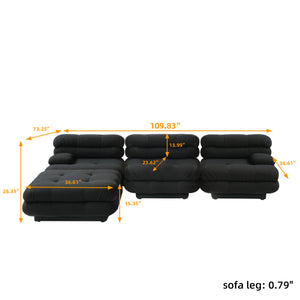 English Elm Urban Modern Modular Sofa Teddy Fleece Capitonné Design High Modularity Plush Comfort Corner Ready for Cozy Living Spaces Black B341S00037