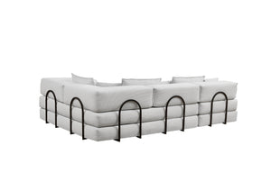English Elm Oversized Corduroy Modular Sectional Sofa Low Profile Floor Lounge with Six Pillows W1885S00040