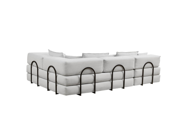 English Elm Oversized Corduroy Modular Sectional Sofa Low Profile Floor Lounge with Six Pillows W1885S00040