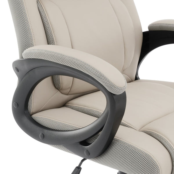 OSP Home Furnishings Faux Leather Executive Office Chair with Lumbar Support and Ergonomic Padded Seat FL13785-U42