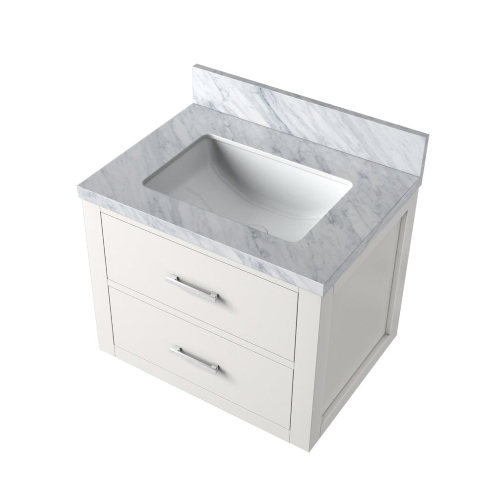 English Elm White 24-Inch Single Bath Vanity With Durable Acrylic Top - Easy Install, Soft-Close, Stylish Design B2731P257912-GIGA
