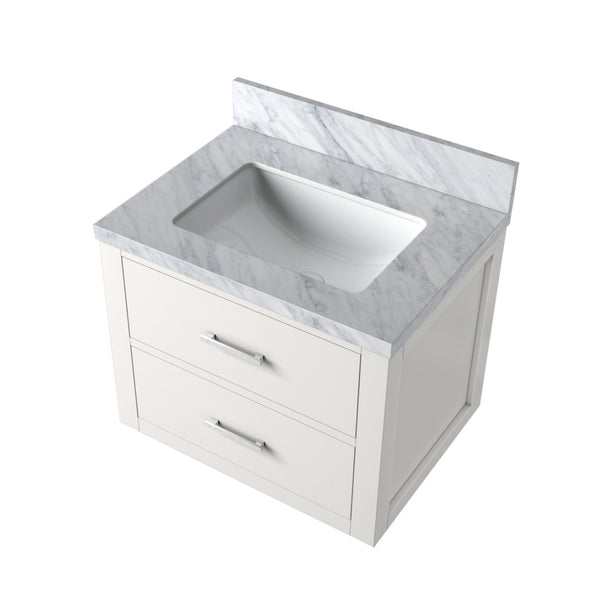 English Elm White 24-Inch Single Bath Vanity With Durable Acrylic Top - Easy Install, Soft-Close, Stylish Design B2731P257912-GIGA