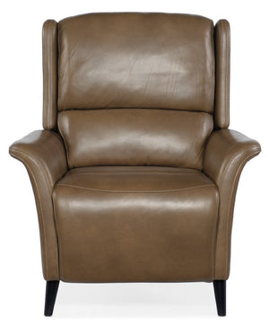 Hooker Furniture Deacon Semi-Aniline Leather Power Recliner With Bustle Back, Power Headrest, Tapered Legs And Luxe Comfort Dark Brown RC109-PH-089