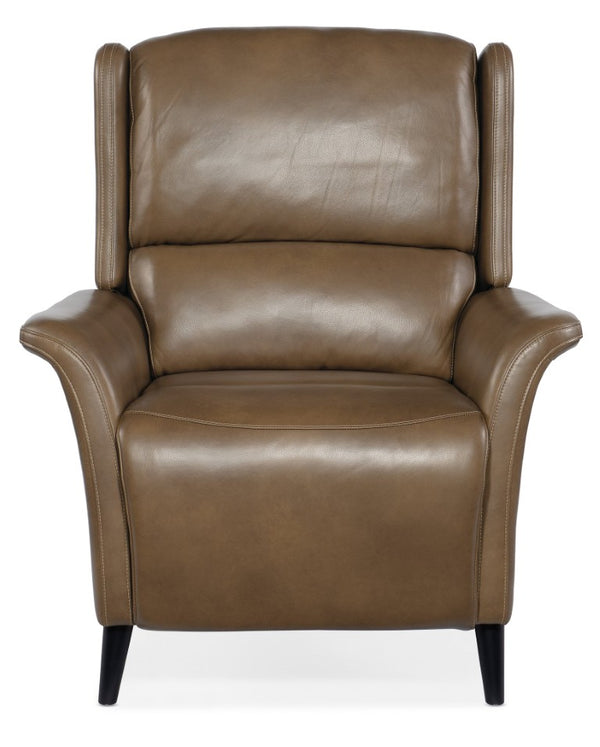 Hooker Furniture Deacon Semi-Aniline Leather Power Recliner With Bustle Back, Power Headrest, Tapered Legs And Luxe Comfort Dark Brown RC109-PH-089