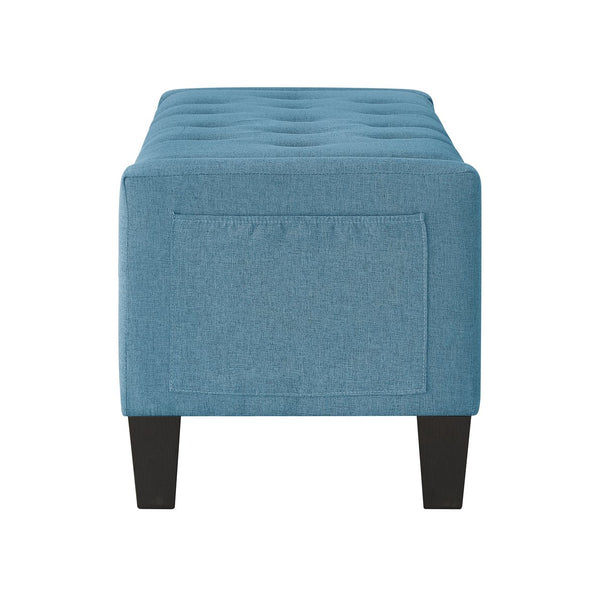 English Elm Ottoman Tufted Linen Storage Bench with Safety Hinge Solid Wood Frame Entryway Seat W2186P470000