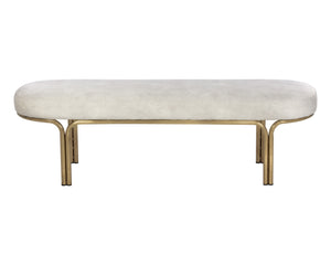 Sunpan Gwen Elegant Oval Bench with Gold Iron Frame - Stylish, Functional Accent for Any Space Nono Cream