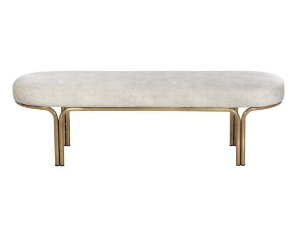 Sunpan Gwen Elegant Oval Bench with Gold Iron Frame - Stylish, Functional Accent for Any Space Nono Cream