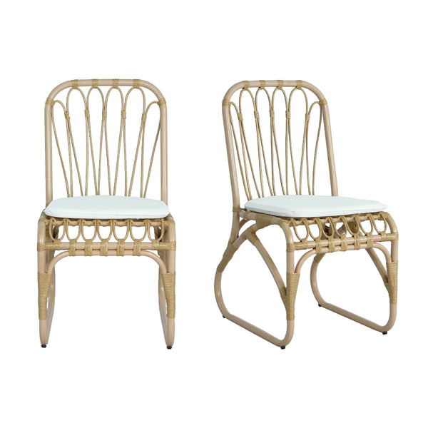 English Elm Christopher Knight Home® - Outdoor Hand-Woven PE Rattan Patio Dining Chairs Set of 2 with Iron Frame 400lb Capacity, No Assembly Required Natural,Yellow N762P236169N