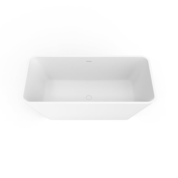 English Elm 67 Inch Stone Resin Freestanding Soaking Tub Matte White Spa Bath for Bathroom W1613P358116