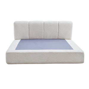 English Elm Queen Chenille Upholstered Cloud Platform Bed No Assembly Low Profile Modern Foundation Cream W1765P448448