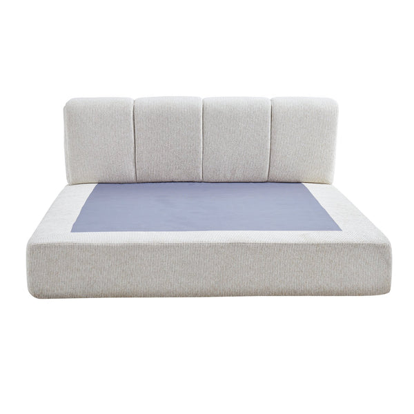 English Elm Queen Chenille Upholstered Cloud Platform Bed No Assembly Low Profile Modern Foundation Cream W1765P448448