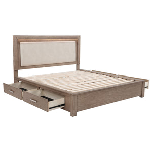 English Elm Gibbons California King Storage Bed with Led Headboard and Four Underbed Drawers B062S01829