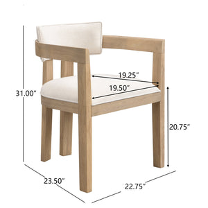 English Elm Christopher Knight Home® - N771P197053H Bouclé Upholstered Dining Chair with Wire-Brushed Rubberwood Frame, Modern Comfort Beige N771P361737A