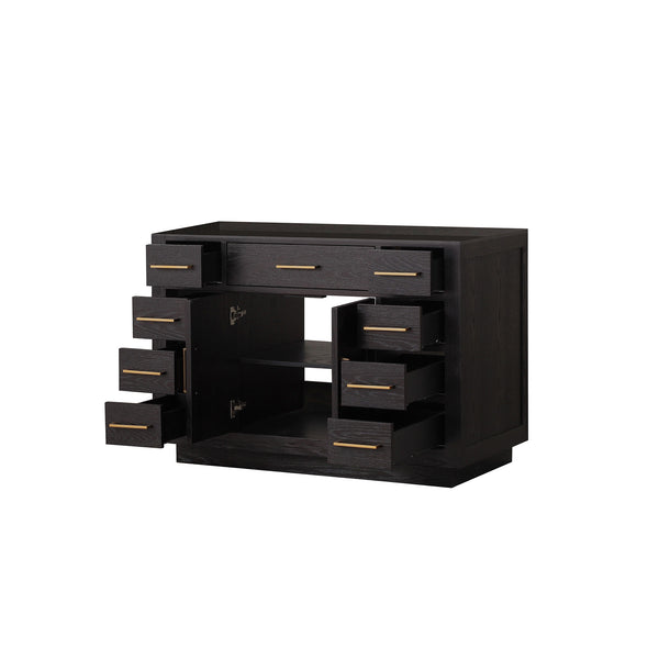 English Elm Black Oak Single-Sink Vanity 48" W X 22" D - Modern Midcentury Design With Soft-Close Hardware B2731P260820