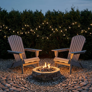 English Elm Outdoor Solid Hemlock Adirondack Chair Set Two Foldable Slatted Patio Seating W2640P470154