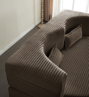 English Elm Modern Full Size Folding Sofa Bed with Plush Corduroy, 2 Pillows, 15" Foam Mattress, No Assembly Required Coffee W1885P347086