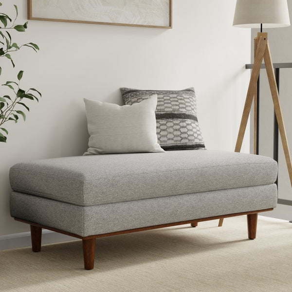 English Elm Morrison Large Rectangular Ottoman In Mist Grey Fabric - Versatile Mid-Century Modern Design & Comfort B136P159950