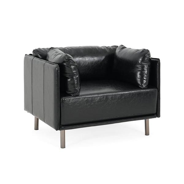 English Elm Christopher Knight Home® - 39" Vintage Black Faux Leather Lounge Chair - Stylish Comfort With Durable Build For Any Space N767P208310K