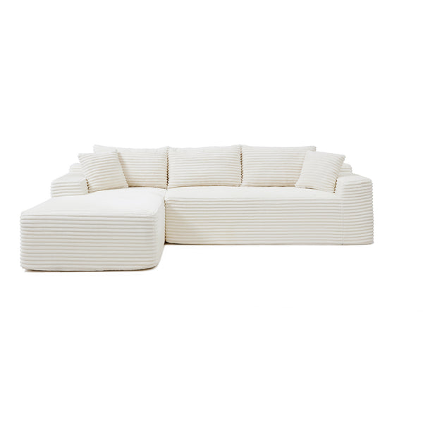 English Elm 105'' Modular Cloud Sectional Corduroy Plush Deep Seat L-shape Sofa for Living Room W1117S00338