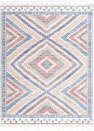 Unique Loom Aramis Rio Machine Made Tribal Rug Blue, Light Blue/Ivory/Light Brown/Terracotta 7' 10" x 10' 0"