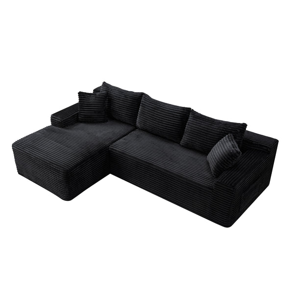 English Elm 94.5" Jumbo Corduroy Cloud Sectional Deep Seat L-shape Couch for Living Rooms W5515P479893