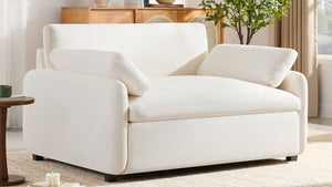 English Elm 50*43" Oversized Chenille Armchair Deep Lounge Seat Modern Minimalist Living Room Chair Cream N723S5042A