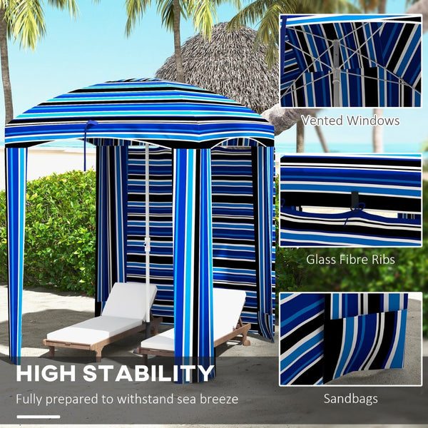 English Elm Outsunny 5.9' Portable Beach Umbrella Cabana With Walls & Vents - Ultimate Sun Protection & Privacy W2225P174270-GIGA