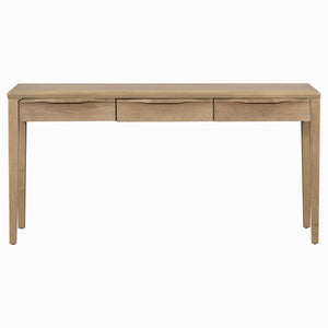 English Elm U_style Oak Veneer Console Table with Three Wave Drawers for Entryway or Foyer Natural N711P401926N