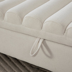 English Elm 65.55" Wide Upholstered Storage Bench Napped Fabric Rolled Arms Rubberwood Legs Entryway W3098P397304