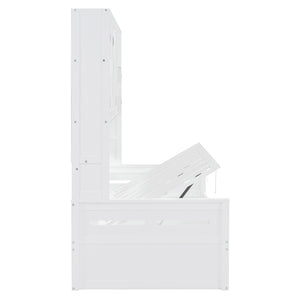 English Elm Twin Size Wooden Daybed With Hydraulic Lift & Integrated Cabinet For Smart Space-Saving Solutions N820S00046K-GIGA