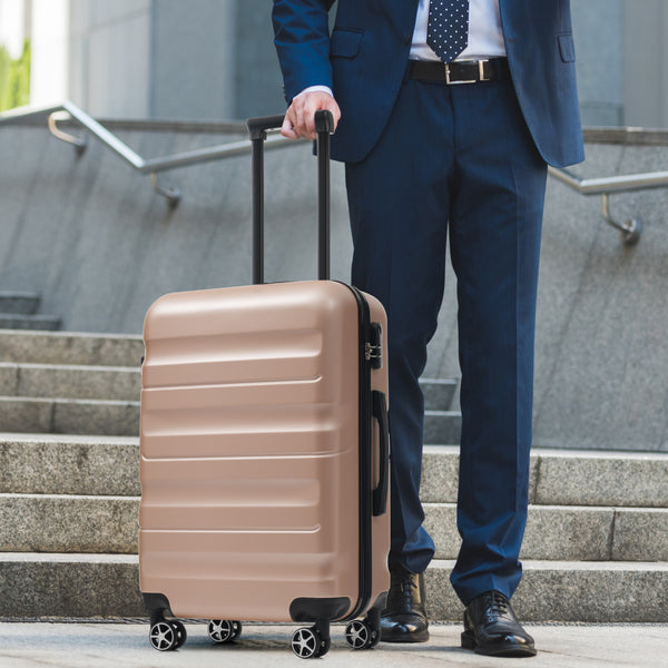 English Elm 6-piece Abs Hardshell Suitcase Set with Spinner Wheels Nested Storage Travel Ready Champagne N730P262652E