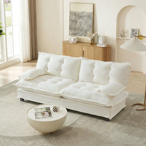 English Elm 77 Inch Chenille Cloud Loveseat Modular Deep Seat Sofa for Living Room or Apartment Beige W714S01674