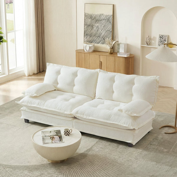 English Elm 77 Inch Chenille Cloud Loveseat Modular Deep Seat Sofa for Living Room or Apartment Beige W714S01674