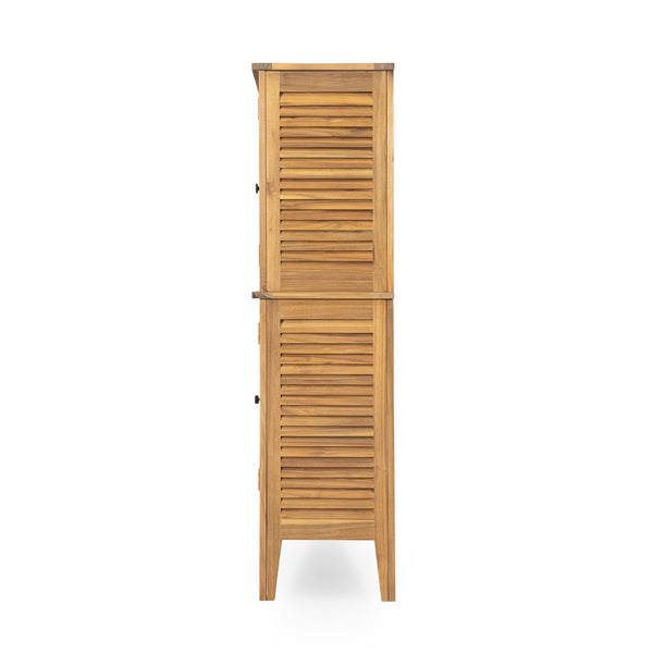 English Elm Christopher Knight Home® - Kedzie Teak Acacia Wood Cabinet with Slatted Coastal Farmhouse Design, Weather‑Resistant Storage (44.5") N775P251936T