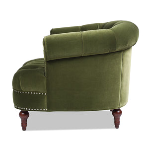 English Elm Jennifer Taylor Home - La La Rosa Victorian Tufted Upholstered Accent Chair in Luxe Velvet with Nailhead Trim and Support Olive Green B2719P238183