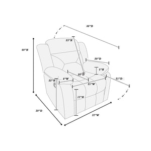 English Elm Contemporary Velvet Dark Gray Motion Recliner Chair with Plush Armrests, Tufted Back & Manual Handle for Ultimate Relaxation B011P200213